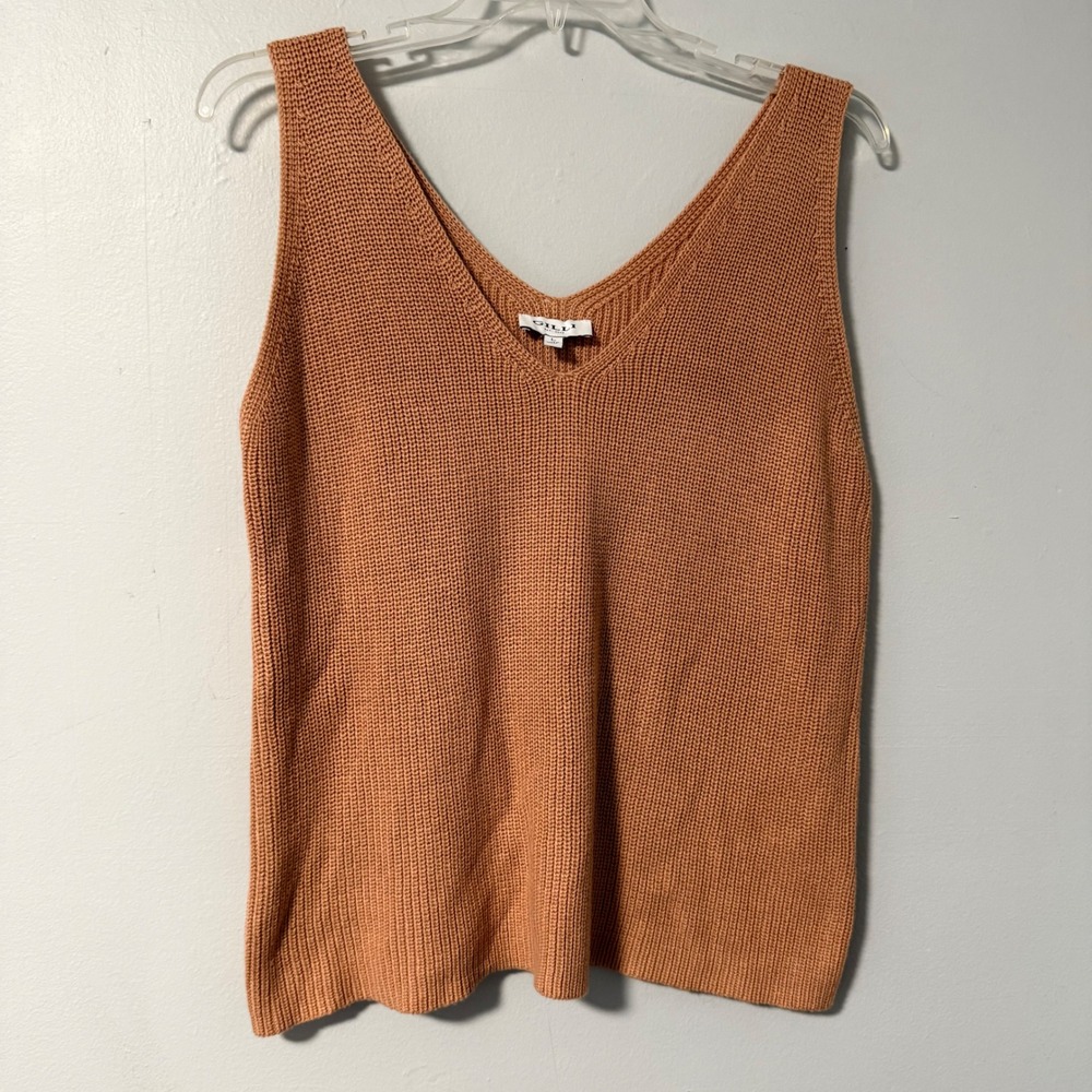 Gilli Womens Terracotta Orange V-Neck Ribbed Knit Sweater Tank Top Size Large